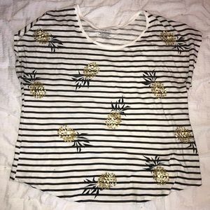 Lane Bryant striped T-shirt w/pineapples Sz 18/20